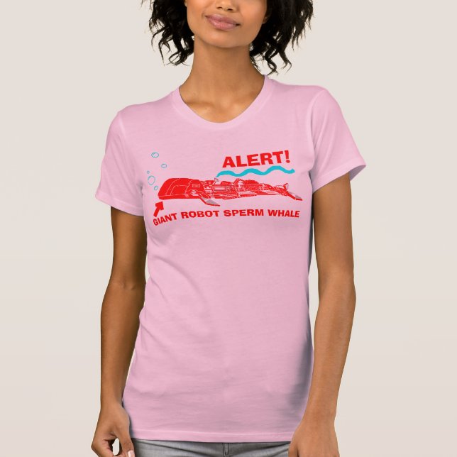 Camiseta ALERTA! Baleia de esperma gigante do robô (Frente)
