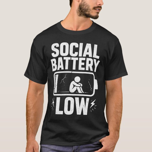Camiseta Alerta de Bateria Social Baixa (Frente)