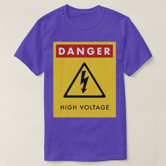 Camiseta Alerta de Perigo de Sinal de Alta Tensão (Frente do Design)