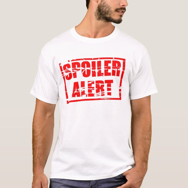 Camiseta Alerta de spoiler (efeito de carimbo vermelho) (Frente)