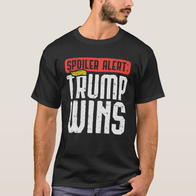 Camiseta Alerta do Spoiler Trump ganha Wig Pro Donald 2020  (Frente)