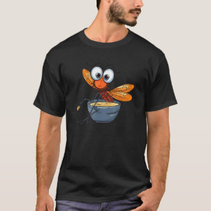 Camiseta alerta engraçado libélula pega com a mão na tigela
