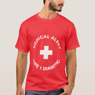 Camiseta Alerta Médico Personalizado Vermelho Diabético