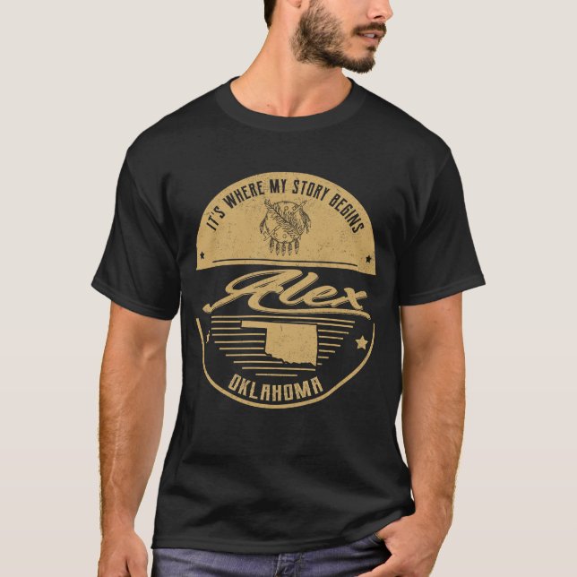Camiseta Alex Oklahoma É onde minha história começa (Frente)