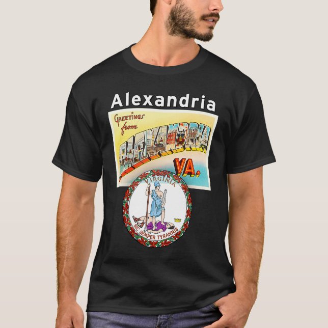 Camiseta Alexandria Virginia VA Large - Letra Postal Estado (Frente)