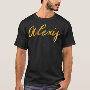 Camiseta Alexis Name Hand Lettering in Dourado Letters