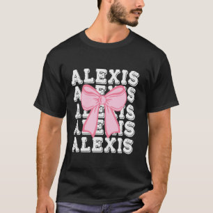 Camiseta AlEXIS Nome Coquette Grande Rosa Arco Simples Garo