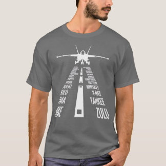 Camiseta Alfabeta fonética de aterrissagem do piloto de cav