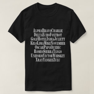 CAMISETA ALFABETE FONÉTICO / PALAVRAS DE CÓDIGO