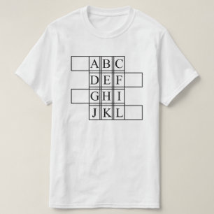 Camiseta alfabética de design simples