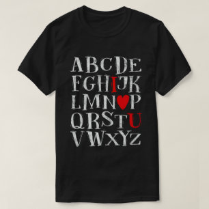 Camiseta Alfabeto ABC Coração Amor Dia dos Namorados Profes