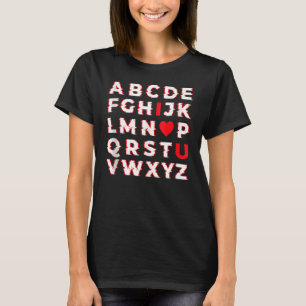 Camiseta Alfabeto ABC Eu Amo Você Dia dos Namorados Amor