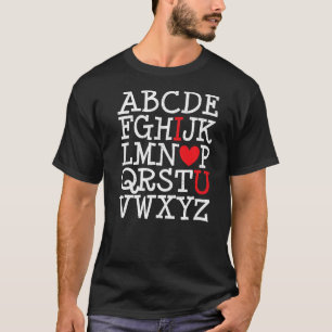 Camiseta Alfabeto ABC Eu Te Amo Dia de os namorados De Prof