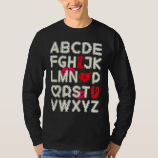 Camiseta Alfabeto ABC Eu Te Amo Dia dos Namorados Coração