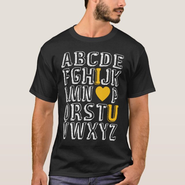 Camiseta Alfabeto ABC I Love U English Teacher Namorados D (Frente)