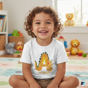 Camiseta Alfabeto Animal A Para Jacaré