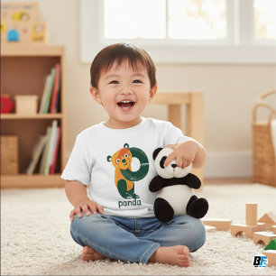 Camiseta Alfabeto Animal P Para Panda