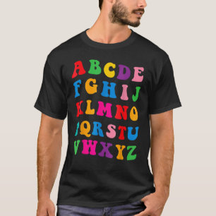 Camiseta Alfabeto aprende ABC Letras Coloridas em Maiúscula