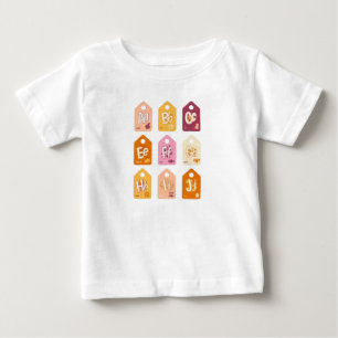 Camiseta alfabeto bebê