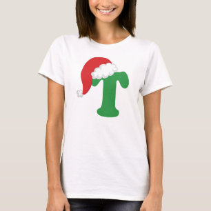 Camiseta Alfabeto da letra T do Natal