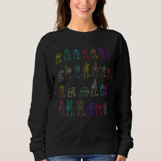 Camiseta Alfabeto da Língua de Sinais Inglesa Alfabeto Colo