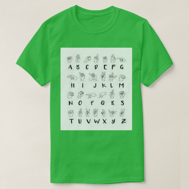 Camiseta Alfabeto de Linguagem de Sinal ASL (Frente do Design)
