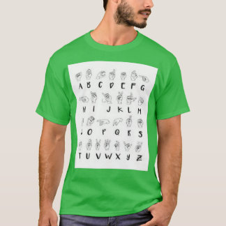 Camiseta Alfabeto de Linguagem de Sinal ASL