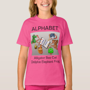 Camiseta Alfabeto de Meninas com Fotos Rosa