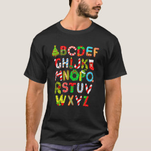 Camiseta Alfabeto de Natal ABCs Elemeno Para Professor Alun