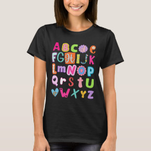 Camiseta Alfabeto De Volta à Escola Abcs Primeiro Dia De Au
