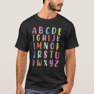 Camiseta Alfabeto De Volta À Professora Do Pré-Ensino K