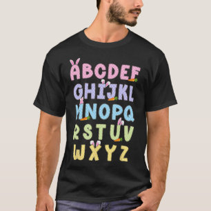 Camiseta Alfabeto Do Dia Do felz pascoa Abcs Elemeno Para P