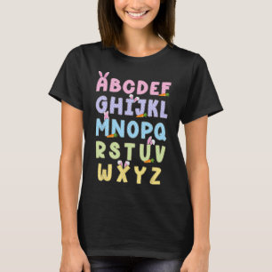Camiseta Alfabeto Do Dia Do felz pascoa Abcs Elemeno Para P