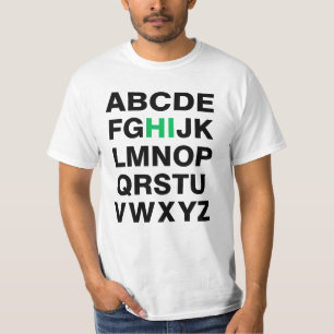 Camiseta Alfabeto engraçado "olá!" gráfico