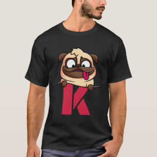 Camiseta Alfabeto fofo do Pug, letra K, alfabeto de cachorr