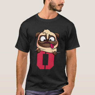Camiseta Alfabeto fofo do Pug, letra O, alfabeto do cão 821