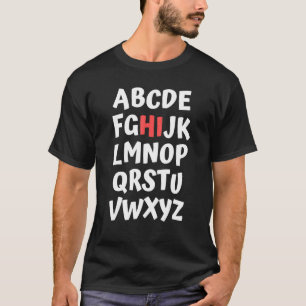 Camiseta Alfabeto HI Kindergarten da ABC de volta ao Ensino