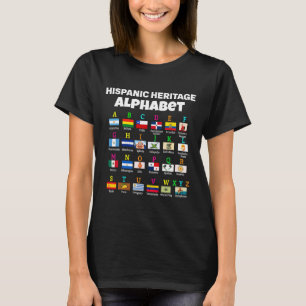 Camiseta Alfabeto Hispânico Bandeira Para Professores La Ed