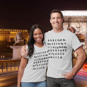 Camiseta alfabeto húngaro