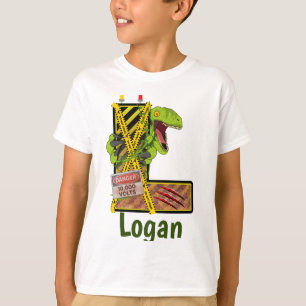Camiseta Alfabeto Jurássico   Nome Personalizado da Letra 