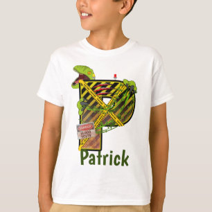 Camiseta Alfabeto Jurássico   Nome Personalizado da Letra I