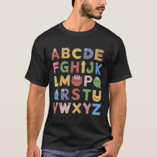 Camiseta Alfabeto Monstro Fofo Abc Fantasia De Professor De