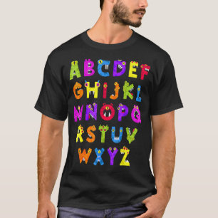 Camiseta Alfabeto Monstro Fofo Abc Fantasia De Professor De