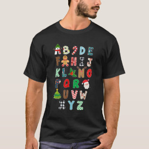 Camiseta Alfabeto Natal A B C Xmas Costume Prescho& Te