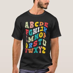 Camiseta Alfabeto Olá De Volta à Escola ABC Pré K Jardim de