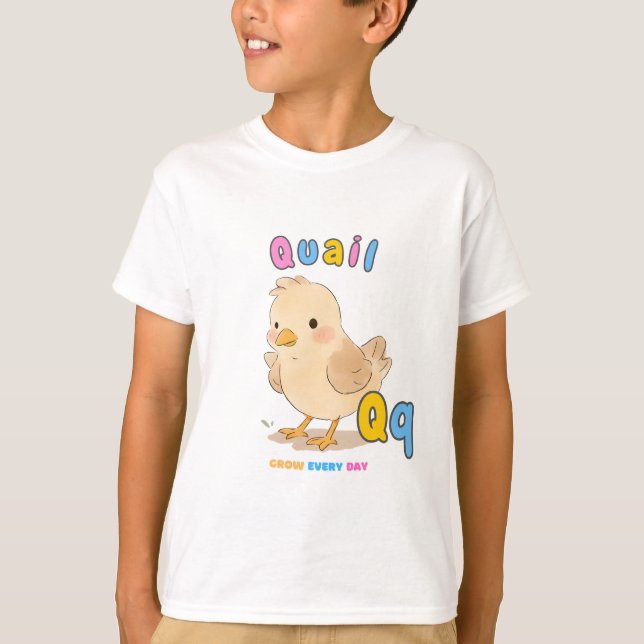 Camiseta Alfabeto “Q é para Codorna” – Cresça Todo (Frente)