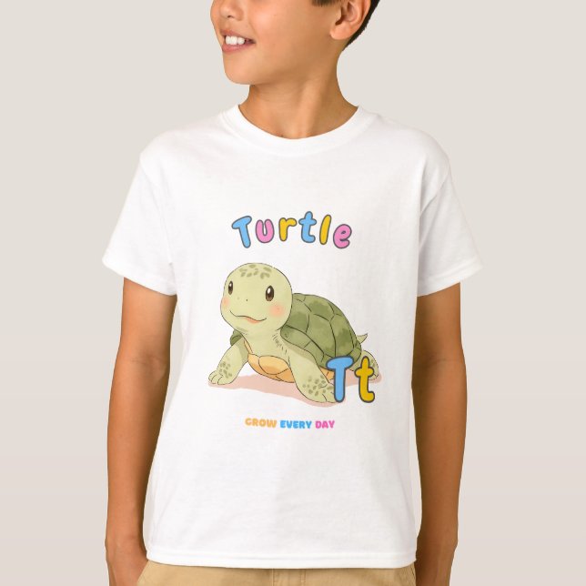 Camiseta Alfabeto “T é para Tartaruga” – Cresça To (Frente)
