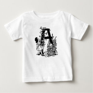 Camiseta Alfabeto vintage Carta A Flores garotas vitorianas