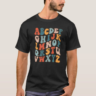 Camiseta Alfabetos Retroativos Coloridos Para Professores D