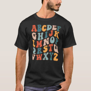 Camiseta Alfabetos Retroativos Coloridos Para Professores D